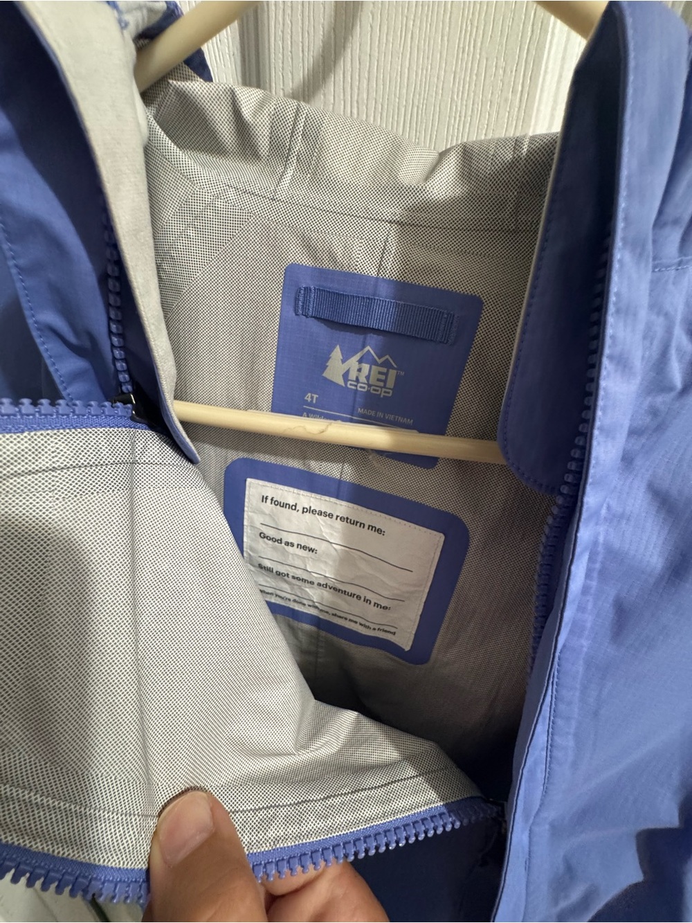 REI Blue Kids' rain Jacket onesie - Picture 3 of 8